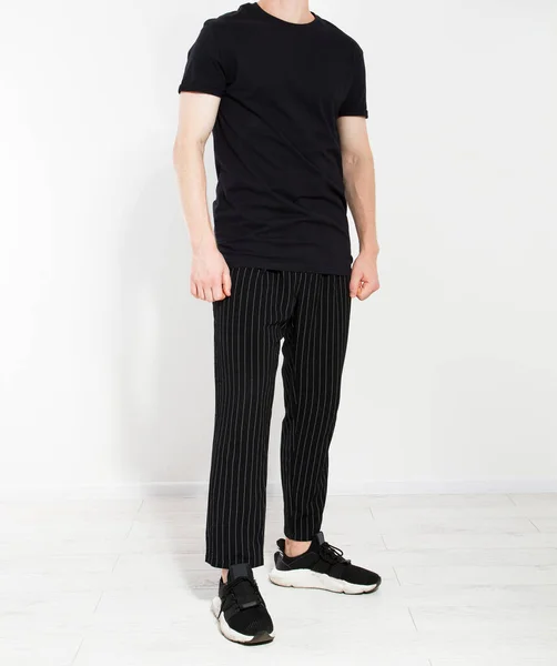 Male Body Black Shirt Mock — Stock Photo, Image