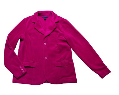 Pembe ceket beyaz arkaplanda izole edilmiş.