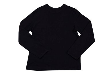 Beyaz arkaplan kopyalama alanında siyah sweatshirt izole edildi