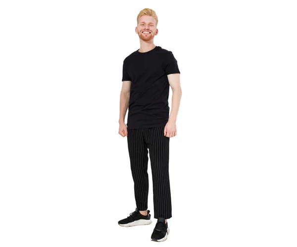Happy Smiling Red Head Young Man Standing Full Length Isolated — Stock Photo, Image