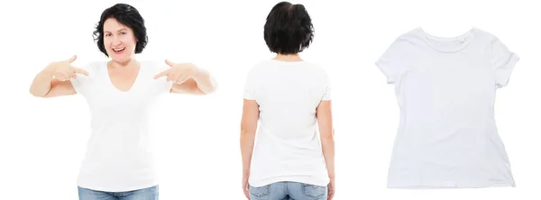 Vrouw Wit Shirt Set Wit Shirt Closeup Geïsoleerde Kopieerruimte Shirt — Stockfoto
