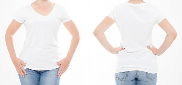 Retrato Recortado Conjunto Mujer Camiseta Sobre Fondo Blanco Prepárate Para — Foto de Stock