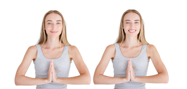 namaste set,yoga meditation concept,isolated on white background