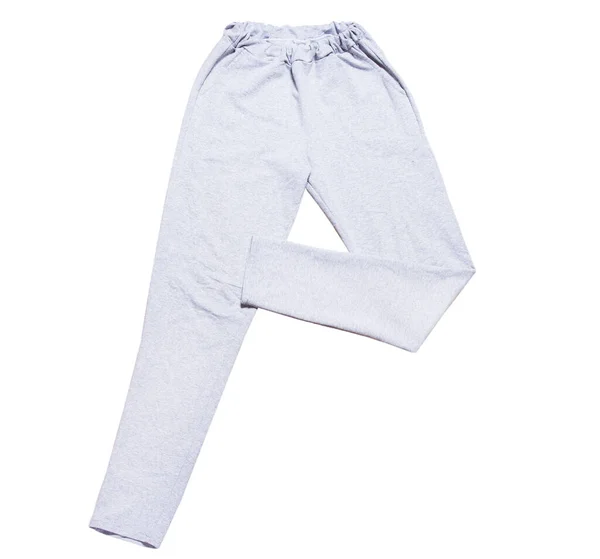 浅灰运动裤造型孤立的白色背景复制空间 — 图库照片