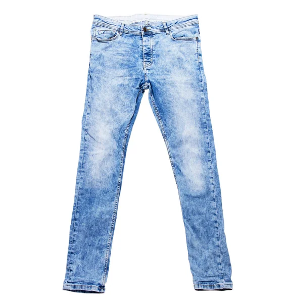 Calça Jeans Azul Branco Fechar Espaço Cópia Fundo Jeans Azul — Fotografia de Stock