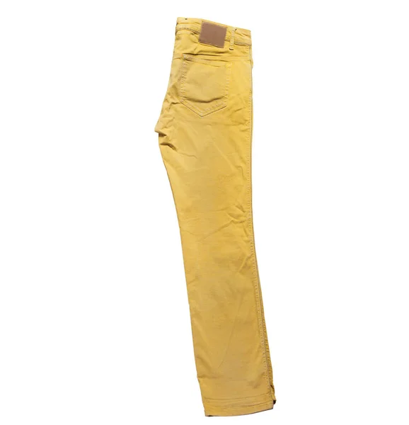 Pantalones Amarillos Aislados Pantalones Vaqueros Amarillos Pantalones Delgados Bolsillos Modernos — Foto de Stock