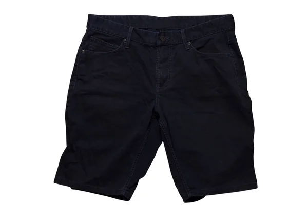 Pantalones Cortos Negros Sobre Fondo Blanco Vista Frontal — Foto de Stock