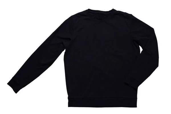 Sweat Shirt Noir Mock Isolé Sur Fond Blanc Modèle Conception — Photo
