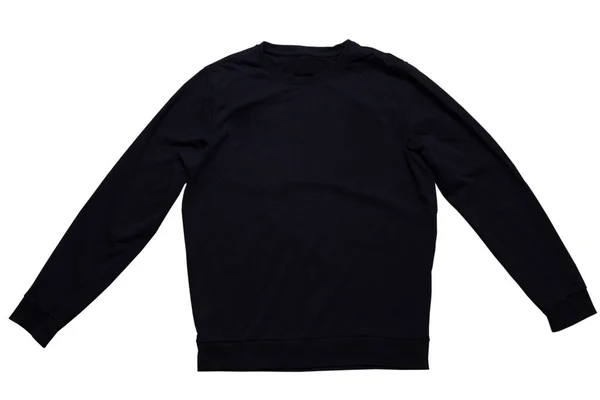 Sweat Shirt Noir Mock Isolé Sur Fond Blanc Modèle Conception — Photo