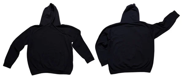 Black Hoodie Mock Set Front Back View Hoody Isolated Wgite — Stock Photo, Image