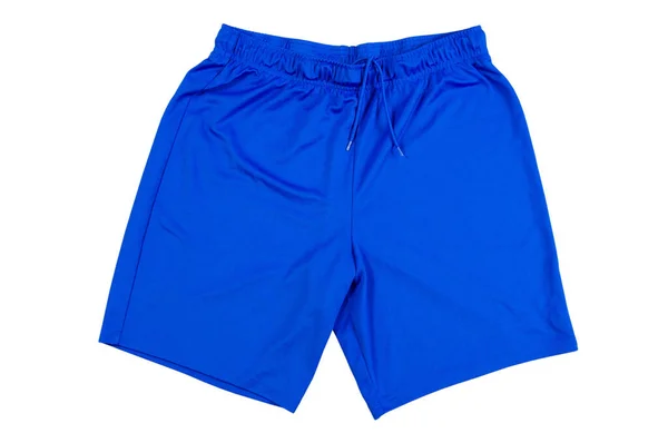 Blue Running Shorts Isoliert Auf Weißem Hintergrund Blaue Sporthose Auf — Stockfoto