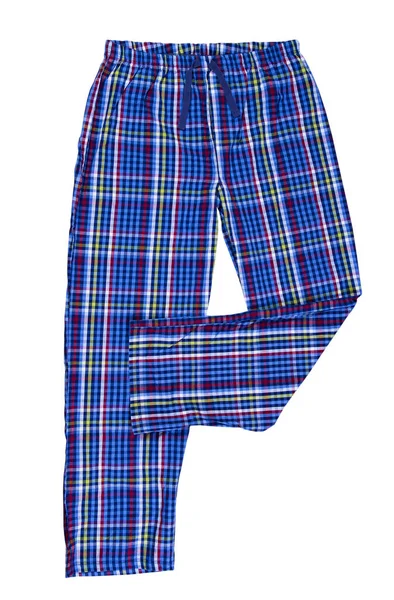 Pantalones Pijama Aislados Sobre Fondo Blanco Pantalones Dormir Cuadros Cerca —  Fotos de Stock
