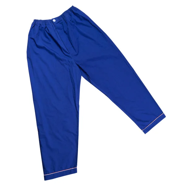 Pantaloni Blu Sfondo Bianco Pantaloni Sonno Vicino Pantaloni Sonno — Foto Stock