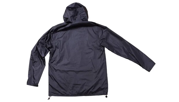 Back View Black Rain Jacket Isolated Top View Cotton Clothes — Stock Photo, Image