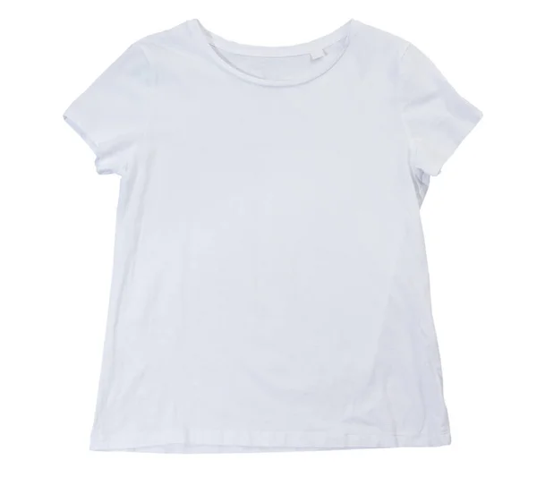 Shirt Branca Vazia Isolada Sobre Fundo Branco Branco Tshirt Feminina — Fotografia de Stock