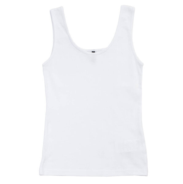 Белый верх танка изолирован на белом фоне, Plain Hollow Female Tank Top, изолирован на белом фоне