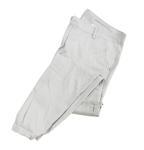 Pantaloni Cargo Isolati Bianco Pantaloni Cargo Piegati Sfondo Bianco — Foto Stock