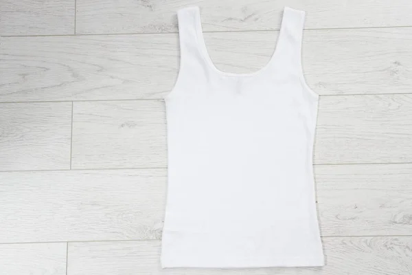 Modello Tshirt Con Vista Posteriore Bianca Serbatoio Superiore Modello Sfondo — Foto Stock