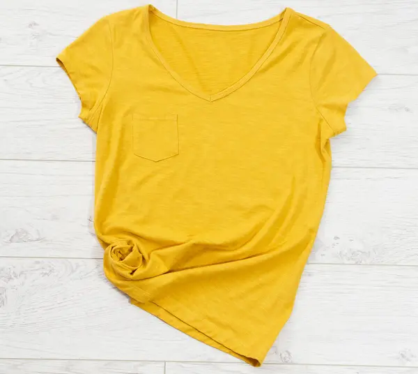 Yellow Tshirt Mock Yellow Shirt Close Top View — Stock Photo, Image