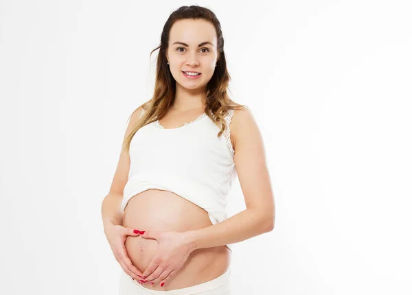 Schwangere Glückliche Frau Die Ihren Bauch Berührt Schwangere Mutter Mittleren — Stockfoto