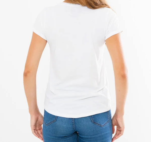 Camiseta Blanca Primer Plano Una Chica Con Cuerpo Perfecto — Foto de Stock