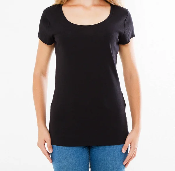 Black Shirt Mockup Close Isolated White — Stock Photo, Image