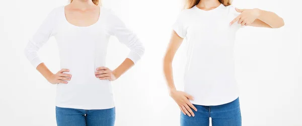 Front View Cropped Portrait Woman Shirt Isolated White Background Set — Stock Photo, Image