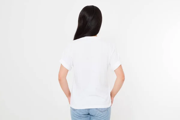 Νεαρή Ασιάτισσα Γιαπωνέζα Λευκό Μπλουζάκι Σχεδιασμό Πουκάμισο Και Άνθρωποι Έννοια — Φωτογραφία Αρχείου