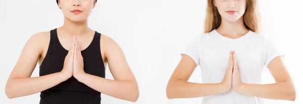 Großaufnahme Der Hände Zweier Frauen Mädchen Weißem Und Schwarzem Shirt — Stockfoto