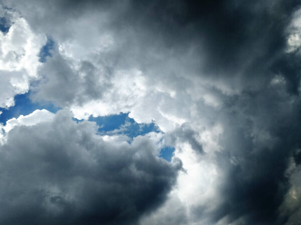 blue sky clouds background. Overcast texture. Mock up. Copy space. Selective focus. Blurred.