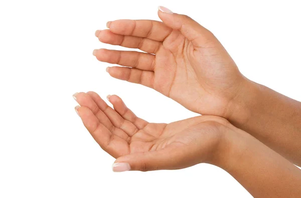 Афро Американська Рука Дві Долоні Широта Рук Ізольована Білому Тлі — стокове фото