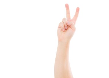 Pasifist el, beyaz arkaplanda izole edildi.