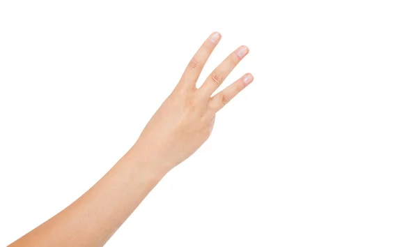 Asiatisch Koreanisch Hand Show Number Three Isoliert Auf Weißem Hintergrund — Stockfoto