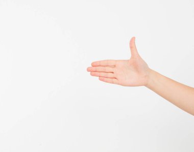 El beyazda izole edildi. Oylama eli. Model yap. Uzayı kopyala Şablon. Boşluk.