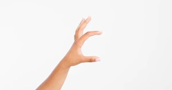 Pokazuje Znak Rozmiaru Jako Biały Gest Czarnej Dłoni Wyizolowany Białym — Zdjęcie stockowe