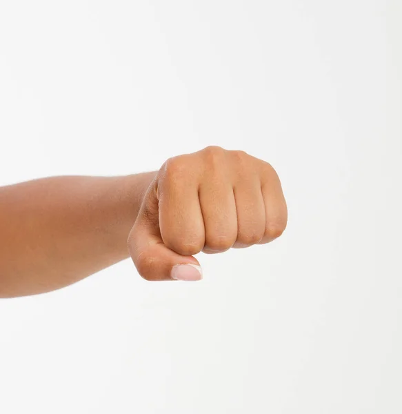 Кулак Черной Женщины Изолирован Белом Фоне Афро Американский Fist Вид — стоковое фото
