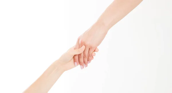 Two Hands Isolated White Background Helping Hand Friend Copy Space — Stock Photo, Image