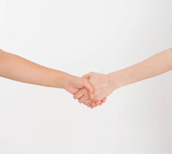 Poignées Mains Féminines Isolées Sur Fond Blanc — Photo