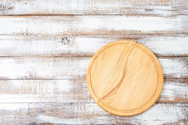 Boş pizza masası ob ahşap masa, masa örtüsü tatili konsepti, taklit et.