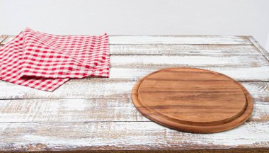 Masa örtüsü, pizza masası ahşap masa, tatil konsepti.
