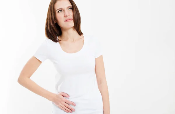 Menstruación Femenina Días Críticos Dolor Estómago Niña Aislado — Foto de Stock
