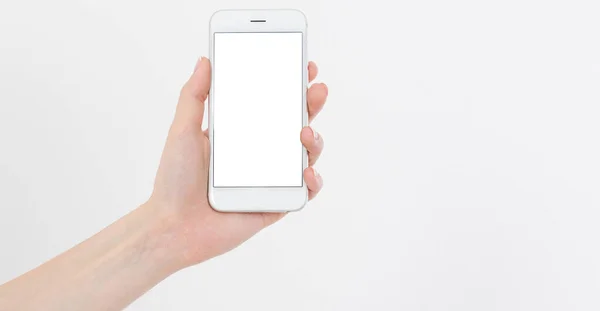 Smart Phone Hand Empty Display Copy Space — Stock Photo, Image