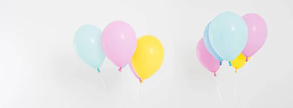 Set Colagem Fundo Balões Coloridos Celebração Feriados Conceito Verão Modelo — Fotografia de Stock
