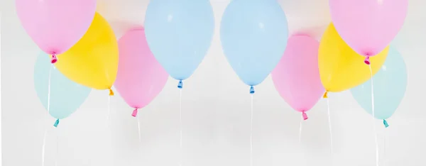 Kleurrijke Feestballonnen Achtergrond Set Collage Geïsoleerd Wit Kopieerruimte — Stockfoto