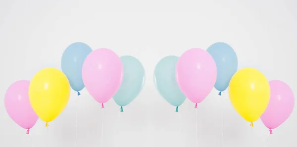 Kolorowe Balony Imprezowe Tło Zestaw Kolaż Odizolowany Biało Przestrzeń Kopiowania — Zdjęcie stockowe