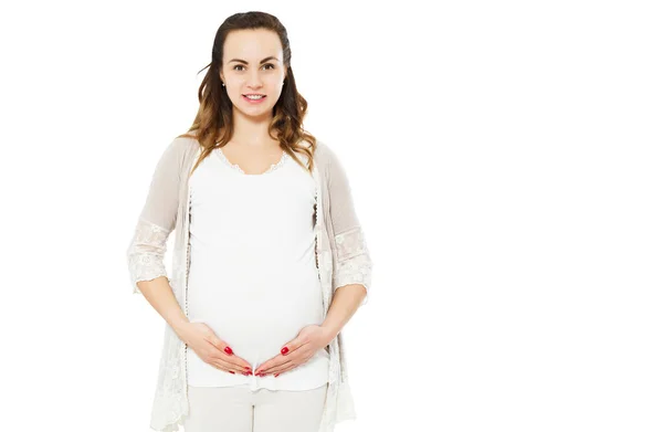 Kobieta Ciąży Marząca Dziecku Uśmiechnij Się Happy Expectant Myśląc Swoim — Zdjęcie stockowe