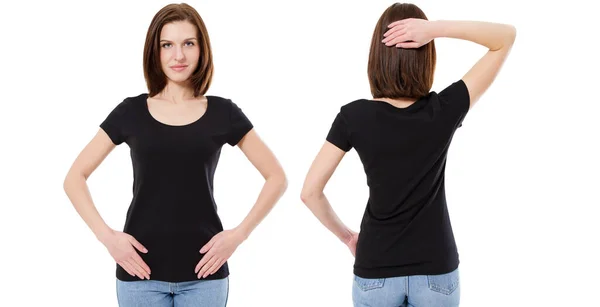 Shirt Design Concetto Persone Primo Piano Giovane Ragazza Bianco Shirt — Foto Stock