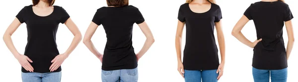 Due Donne Shirt Nera Immagine Ritagliata Vista Anteriore Posteriore Shirt — Foto Stock