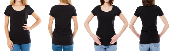 Due Donne Shirt Nera Immagine Ritagliata Vista Anteriore Posteriore Shirt — Foto Stock