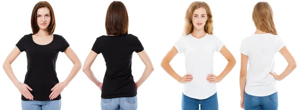 Shirt Set Vorhanden Vorder Und Rückseite Brünett Und Blond Weißem — Stockfoto